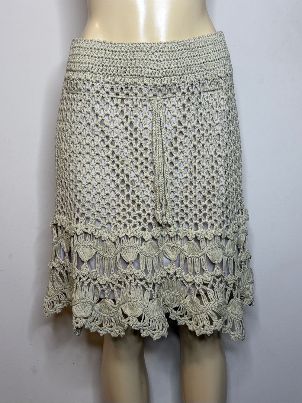 Nick & Mo Crochet Lace Trim Ivory Women’s Skirt Size L
